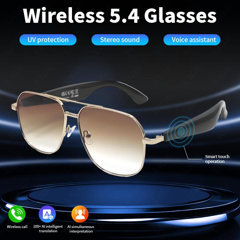 Smart Glasses 100  Online Language AI Automatic Dialogue Translation Bluetooth Glasses With Speaker Sports UV Protection