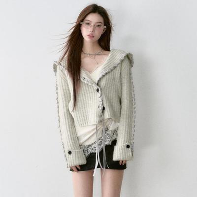 DIMANAF 2025 Maglioni Cardigan Monocolore Autunno Design Corto Donna Maglioni Scollo a V Lavorato a Maglia Maglione Largo