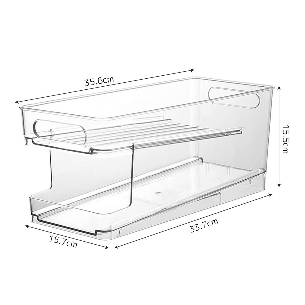 2-Layer Beverage Can Organizer Refrigerator Automatic Rolling Beer Storage Box Stackable Fridge Can Drink Dispenser Holder New