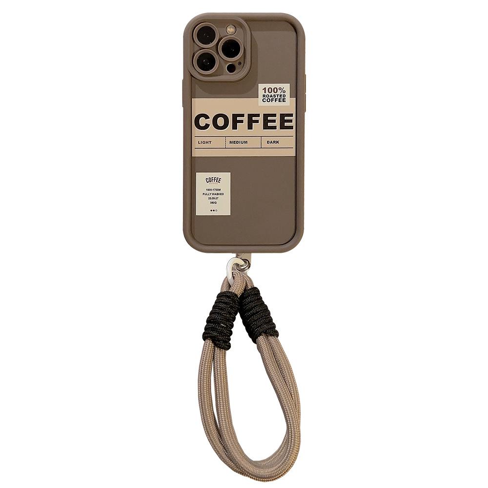 Coffee English Tag Apple 17 Promax Mobile Phone Case IPhone 15 Retro 11 Suitable for 14 Bracelet 16 Huawei