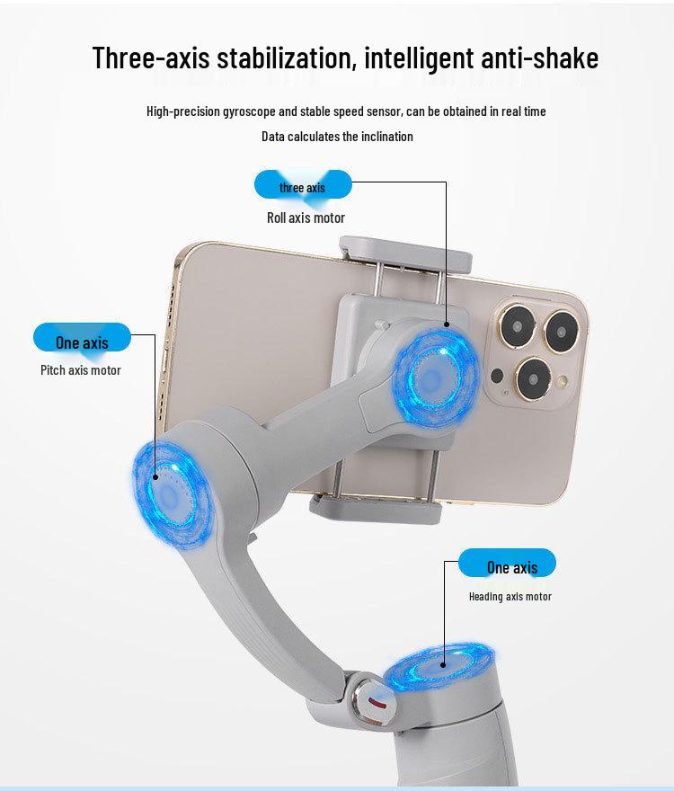 M1 Handheld Gimbal: Three-Axis Stabilizer with Anti-Shake & Smart Face Tracking for Mobile Photography & Live Streaming.