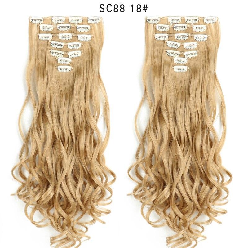 XINRAN 6ks/sada 24" příčesek 140G rovný 16 klipů pro falešný styling vlasů syntetické klipsy na prodloužení vlasů odolný vůči teplu