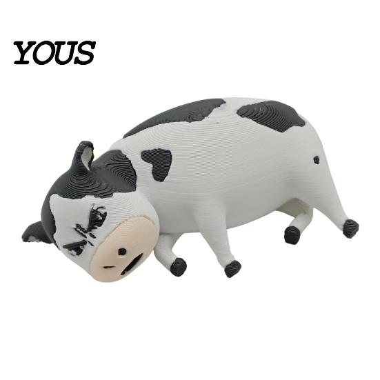Cartoon Animal Figurine 3D Printed Dairy Cow Figurine, Cattle Statue for Desk Decor, Mini Sculpture Home Office, Gift Lovers