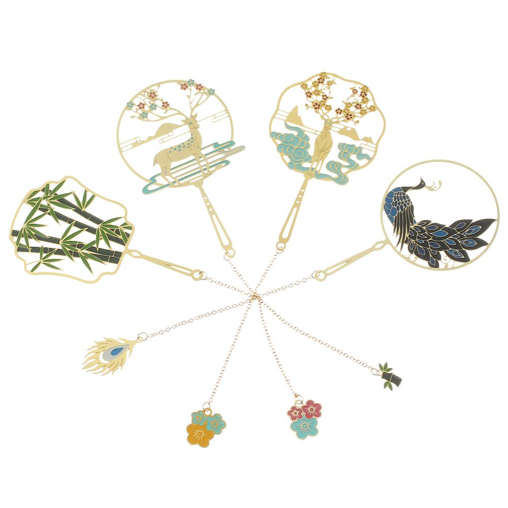 Stationery Metal Book Markers Pagination Mark Peacock Book Clip Tassel Brass Bookmark