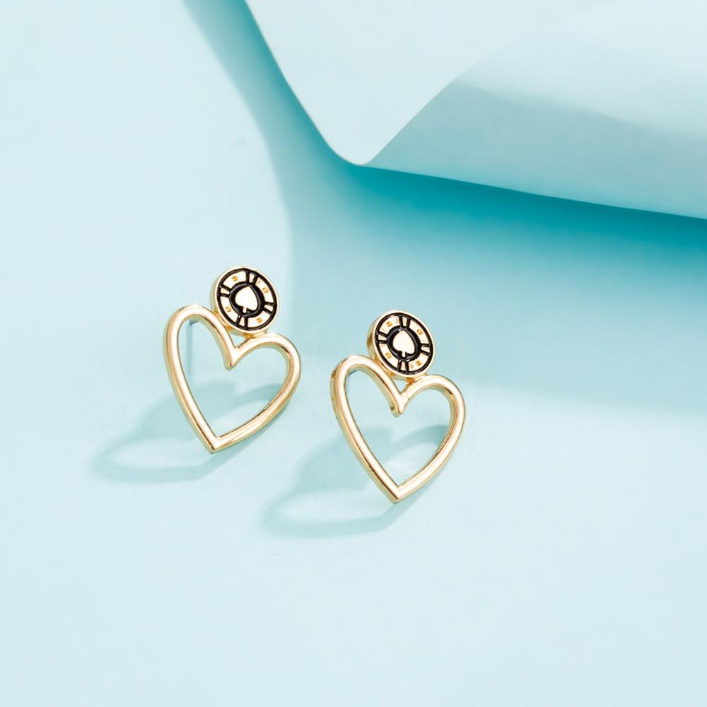 Gold Modern Rose Heart Fashion Earrings With Plated Alloy For Street Style