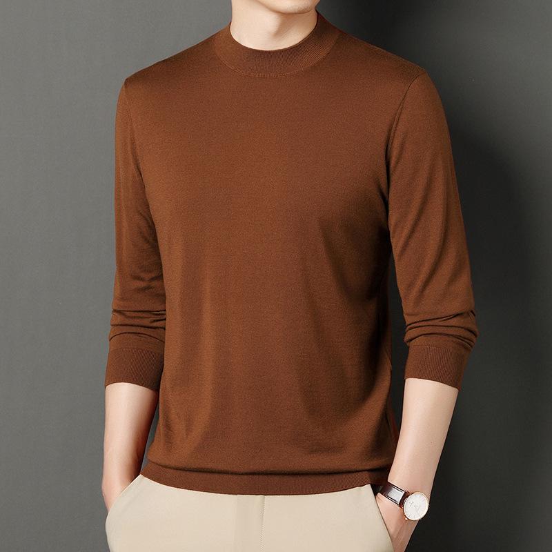 Men s High-Quality Imitation Wool Sweater: Autumn & Winter Warm Half-High Collar Base Layer 4XL