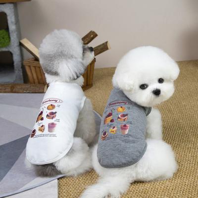Pet Sleeveless Shirt Strawberry Food Print Pet Tank Top Small Dogs Cats Spring Summer Breathable Clothes Costume Outfit