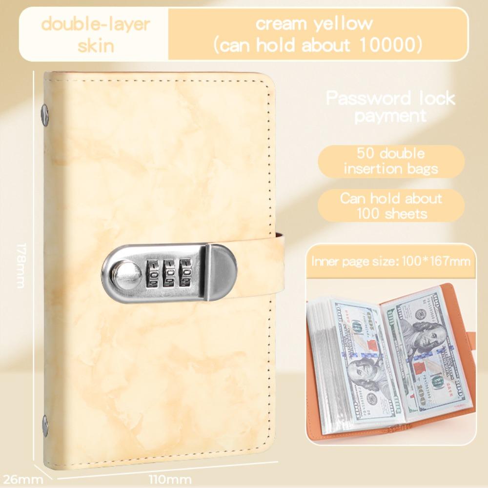 

Marble A6 Savings Binder with Password Lock Cash Saving Book New Budget Planner Budget Planning жовтий