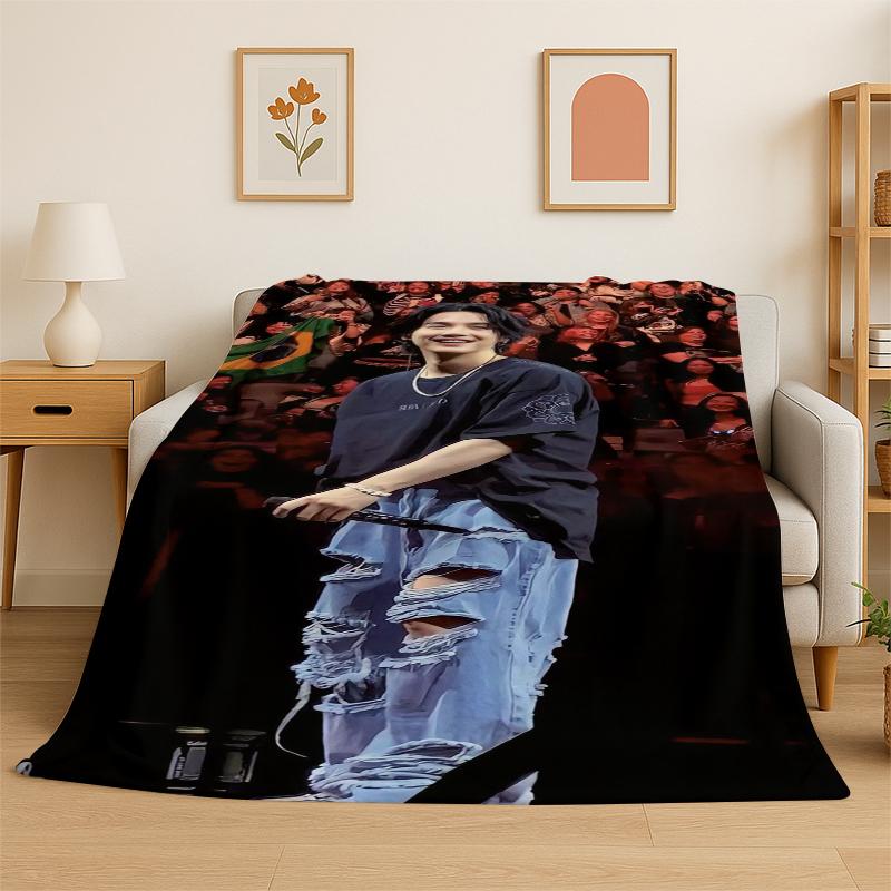 Kpop B-BTS SUGA Agust D Yoon Gi Flannel Blanket Soft Warm Throw Blanket for Bedroom Living Room Bed Travel Camping Picnic Gift
