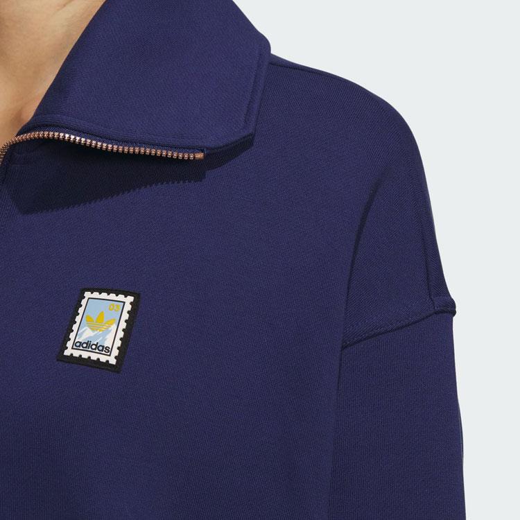 Adidas Originals FW23 Winter Series Skate Short Sweatshirt With Half-Zip And Turn-Down Collar Women Tops Navy-Blue IZ1515