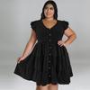 Plus Size Womens Flowy Maxi Dress With Ruched Detail V-Neck Short Sleeve Casual Streetwear Gold Solid Color Milk Silk Fabric