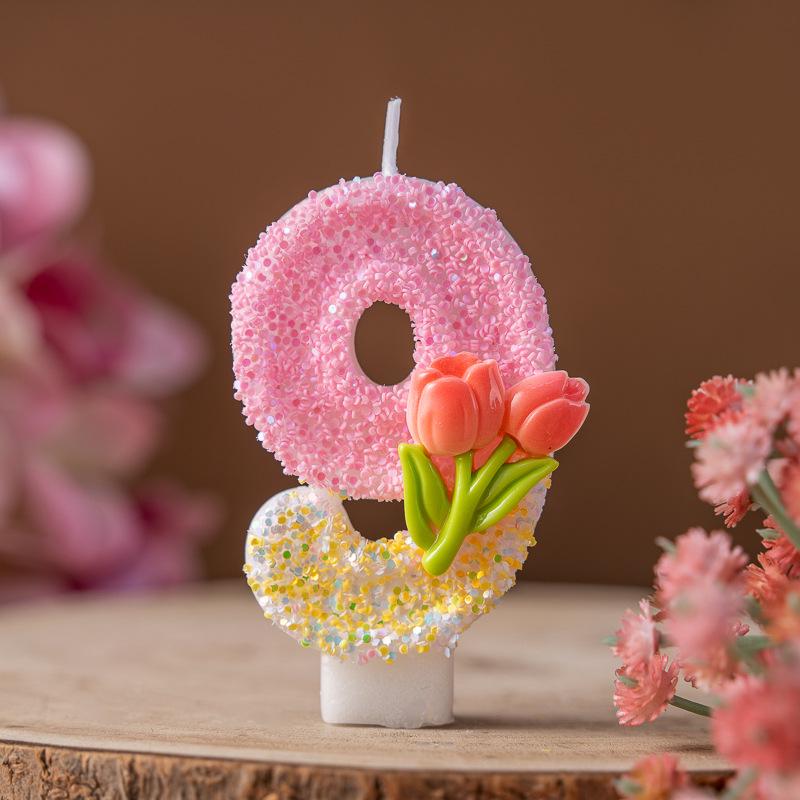 Creative Handmade 0-9 Birthday Flower Candle for Cakes and Desserts