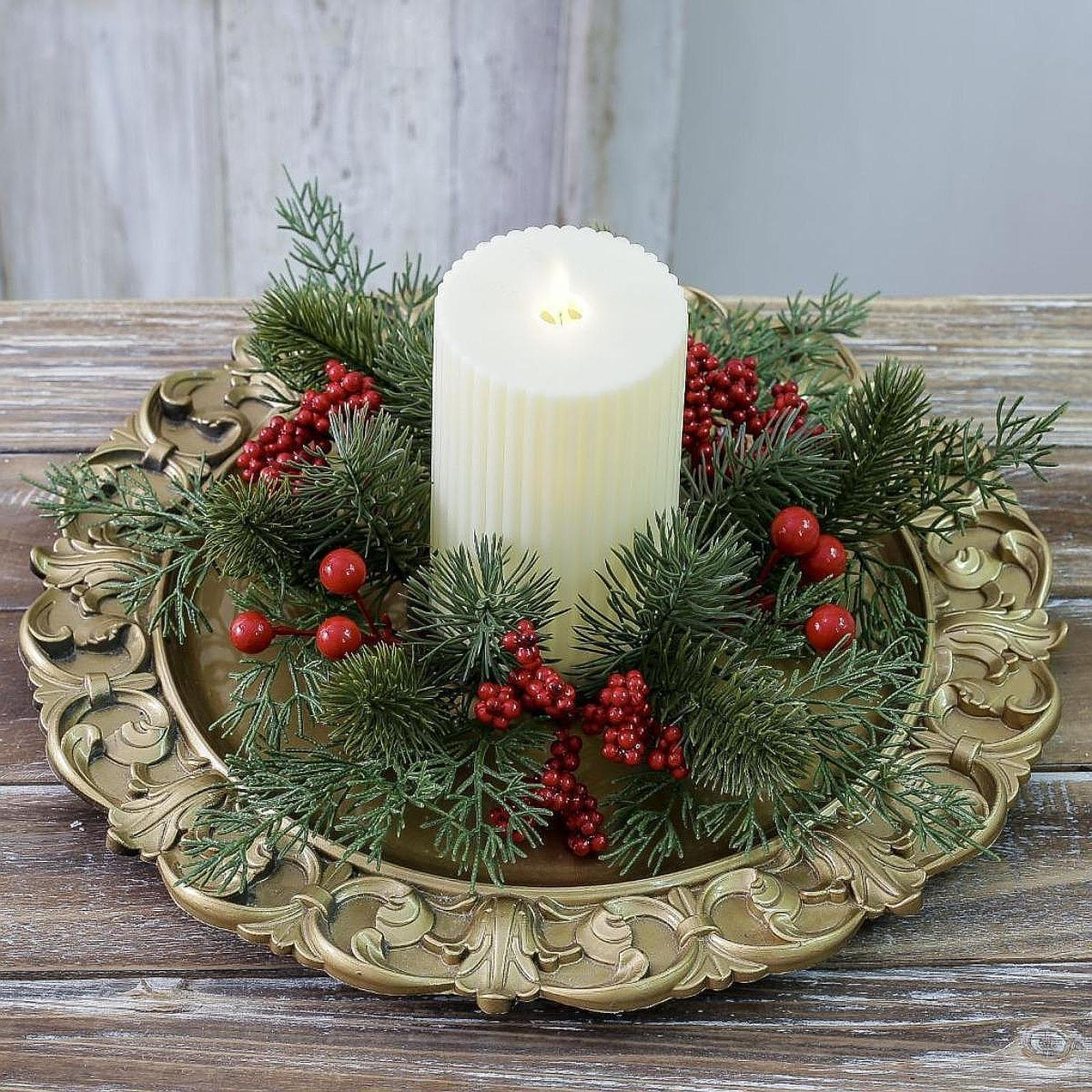 

Кольцо со свечой в стиле бохо, венок, креативные настольные рождественские зеленые кольца для дома Red Berries