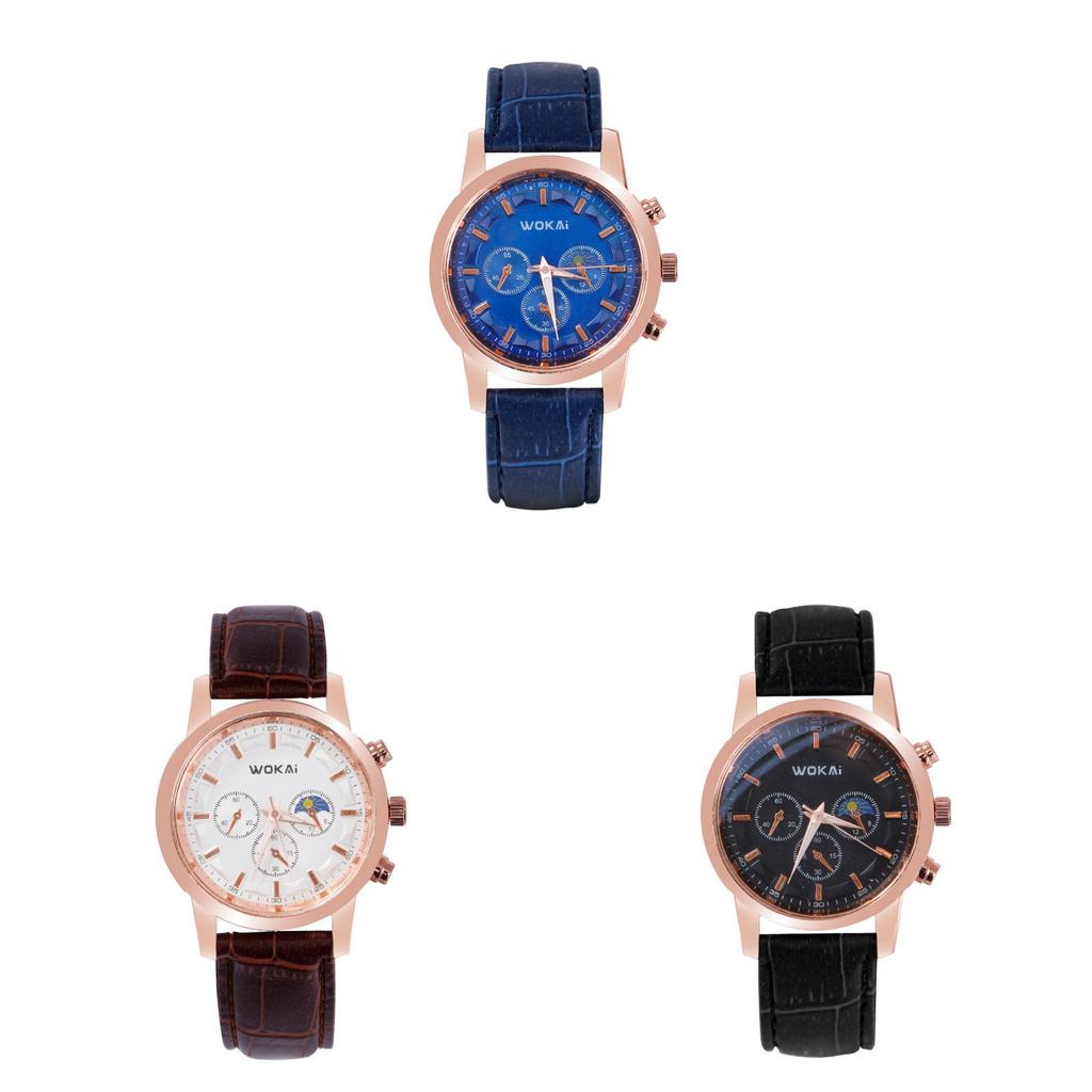 Wokai Business Mens Watch With Pu Strap Quartz Movement For Formal Wear