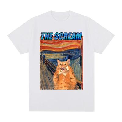 Cat Scream Summer Loose Cool Fashion Print Animal 90s T-shirt Cotton Unisex T Shirt New TEE TSHIRT Womens Tops