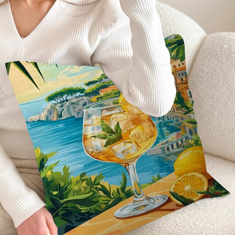 Capri Lemons Wall Art La Dolce Vita Personalized Pillow Cover Kids Bedroom Wild Party Decor Pillowcase Kid Birthday Shower Gift