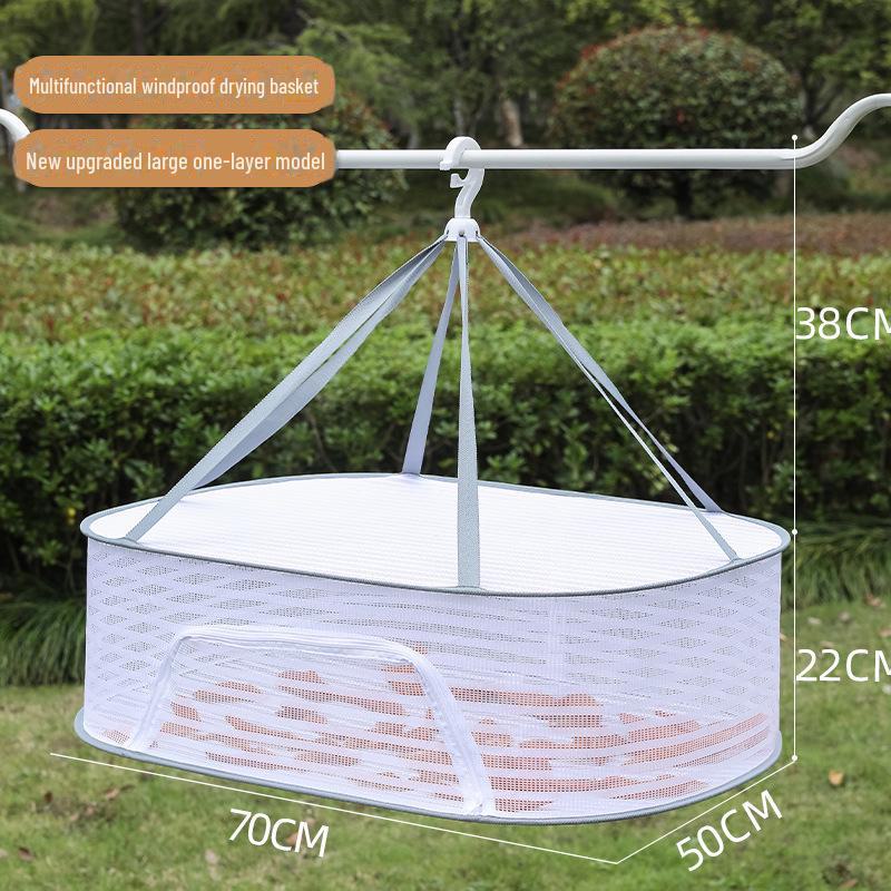 Windproof Foldable Drying Basket with Anti-Mosquito Net for Vegetables, Fish, and Clothes
