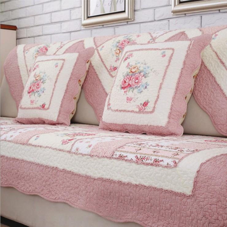 Patchwork Sofa Cushion Pastoral Fabric Non-slip Leather Sofa Cover Cover Fashion Bay Window Cushion Cotton Sofa Towel