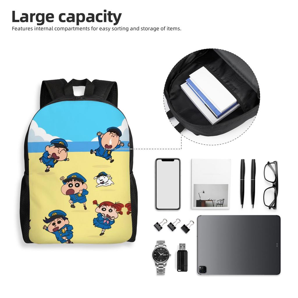 3D Print Crayons Shins Chans Backpacks for Girls Boys Cartoon College School Travel Bags Women Men Bookbag Fits 15 Inch Laptop