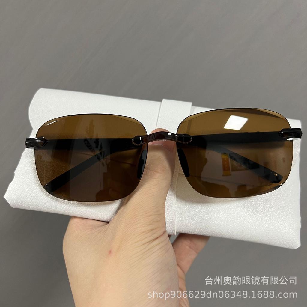 New fashion frameless high definition driving sunglasses male and female drivers driving fishing sunglasses tide UV protection glasses