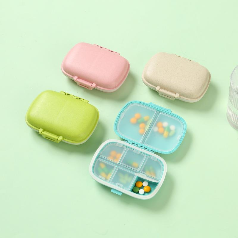 Moisture-proof 8-Compartment Pill Box: Portable Weekly Medicine Organizer.