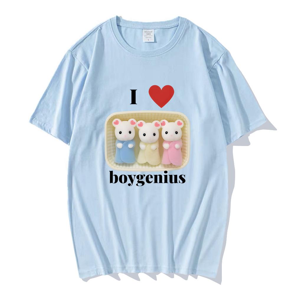 I Heart Boygenius Calico Critter Baby Design T-shirts for Women Men Cute Cotton Tshirts Anime Print Soft O-neck Tees Summer Tops