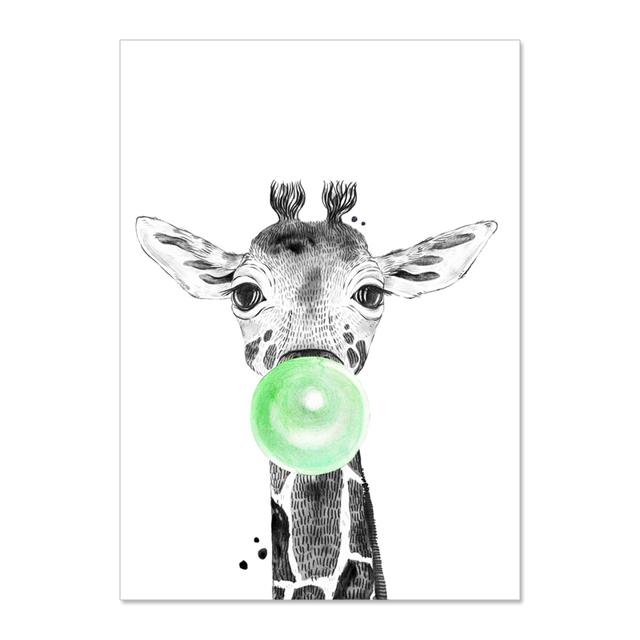 Nordic Animal Zebra Giraffe Blowing Bubbles Prints And Posters Wall Art Canvas Paiting Wall Pictures For Living Room Home Décor No Frame
