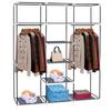 69" Portable Clothes Closet Non-Woven Fabric Wardrobe Double Rod Storage Organizer Gray