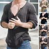Men Autumn Sweater Long Sleeve V-neck Casual Elastic Pullover Daily Wear Knitwear
