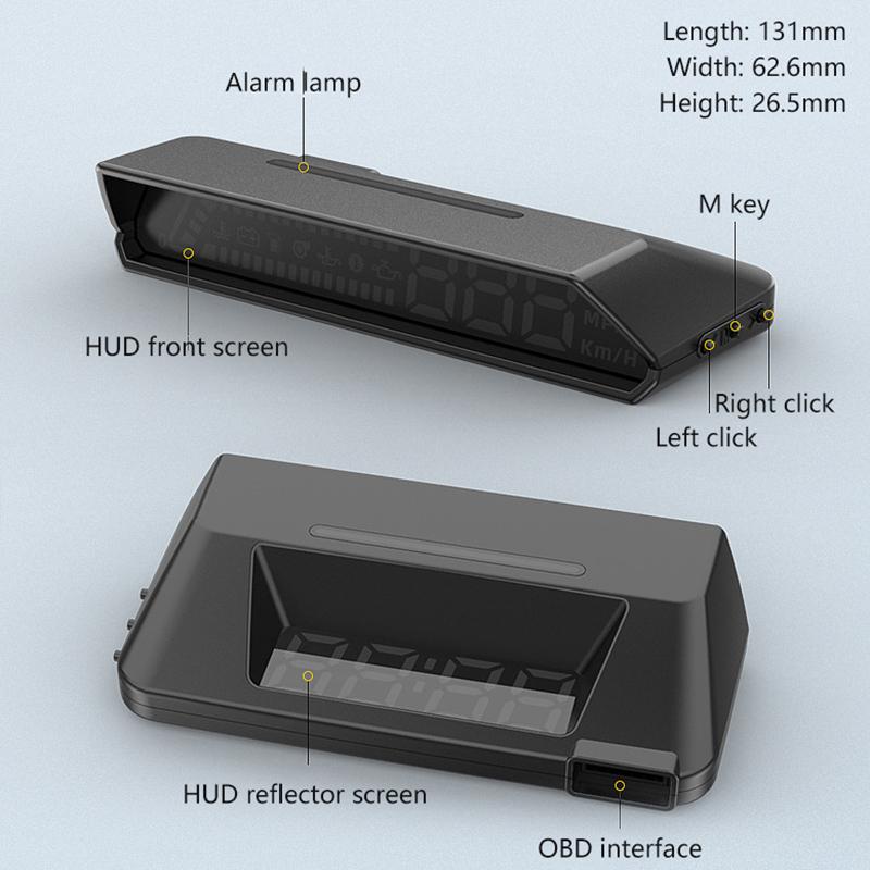 Dual Screen Car Speedometer Digital Hud Odb Driving Speedometer Windshield Projector Voltage Head Up Display For Truck Vehicles