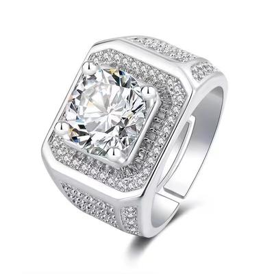 Neue europäische und amerikanische Moderinge, dominante offene Herren-Diamantringe mit eingelegten Diamanten, Silberringe mit Mikroeinlage aus Volldiamanten