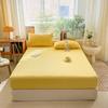 Simple Solid Color Blue Fitted Sheet Set 3Pcs Japanese Style Mattress Cover Skin-friendly Breathable Queen Size Bedding Set