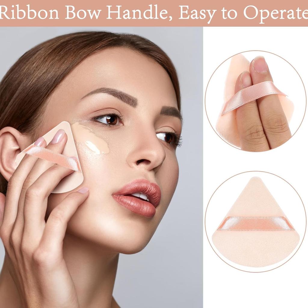 10 Pcs Triangle Powder Puff, Soft Face Powder Puffs Beauty Sponge Makeup Velour Puff Beauty Makeup Tools for Loose Powder and Cosmetic Foundation