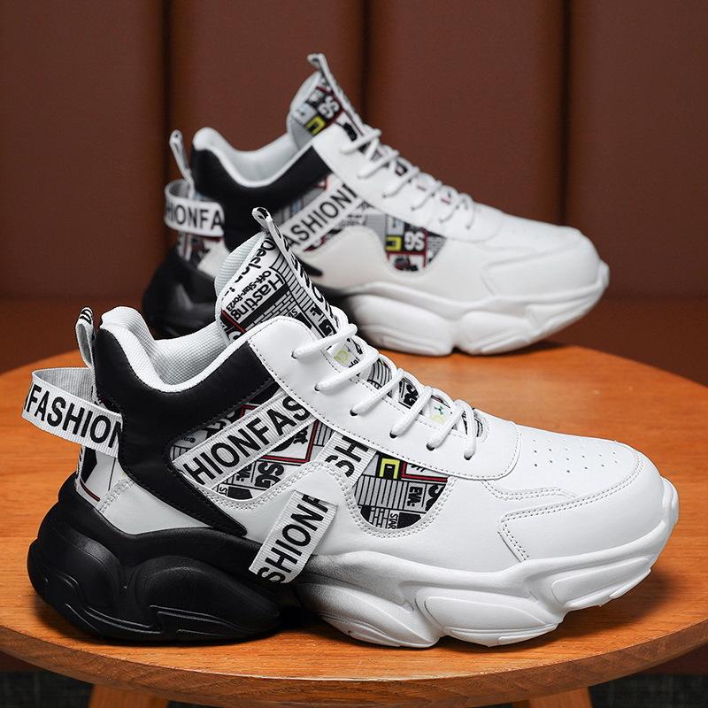 Sports basketball shoes spring and autumn new casual platform sports shoes versatile trend men's shoes high-top dad shoes men
