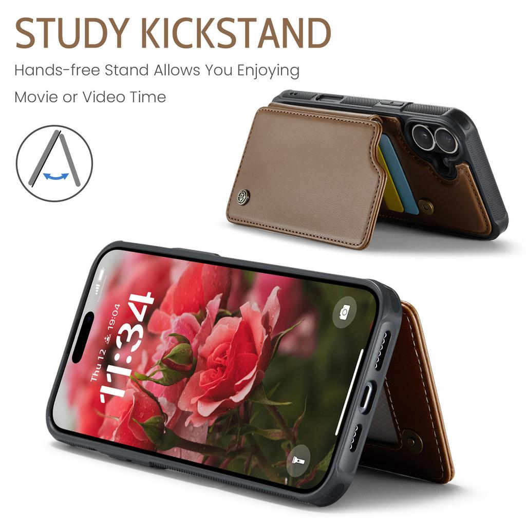 For iPhone 16 Phone Case CASEME C22 Leather Back Cover with RFID Blocking Card Slots