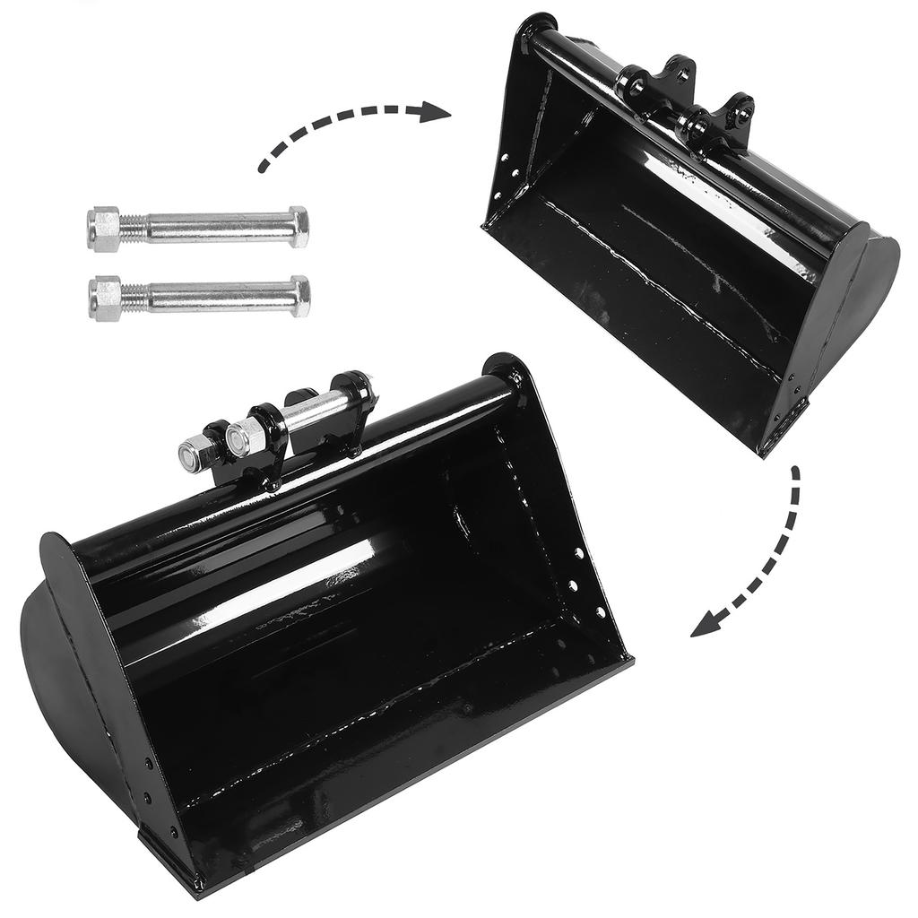 Universal Metal Excavator Bucket Grading Attachment Flat Mud Buckets for Construction Heavy Equipment Durable Black Finish
