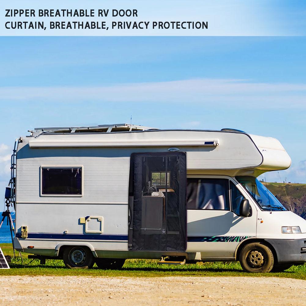 Magnetischer Wohnwagen-Türvorhang mit Reißverschluss Wohnwagen Fliegengitter RV Mückenschutz Türvorhang für Camper Schiebetür Hinten