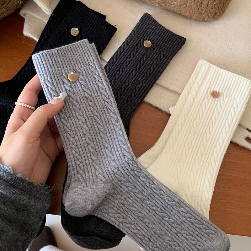 Fleece Knitted Socks for Women, Mid-calf Socks for Autumn and Winter, Thickened and Fleece for Warmth, Rabbit Fleece Long Socks, Pile Socks