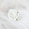 6pcs White Pink Corsage and Boutonniere Set Artificial Rose Wristlet Suit Flower for Men Wedding Party Prom Decoration