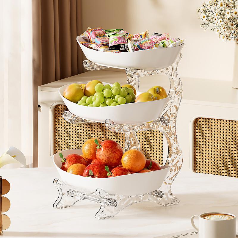 Soporte de Frutas y Pasteles de Madera de Doble Capa con Función de Drenaje