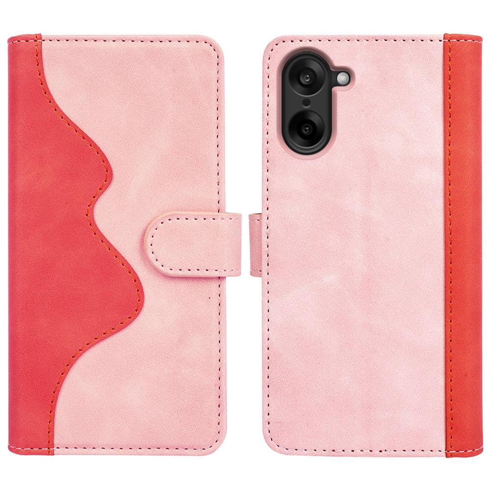 

For OnePlus Nord CE5 5G/Ace 5 Racing 5G Wallet Case Leather Phone Cover Splicing Color Pink