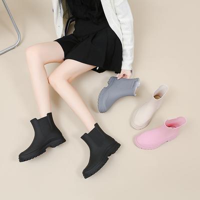 Fashion Rubber Boot for Women's Rain Shoes Waterproof Work Garden Galoshes Fishing Rainboots Skateboard Ankle Kitchen Shoes Footwear