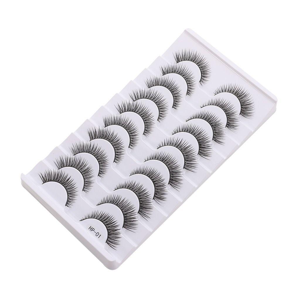 10 Pairs Natural Long False Eyelashes Black Stem Fake Lashes 3D Mink Eyelashes  Eyelash Extension