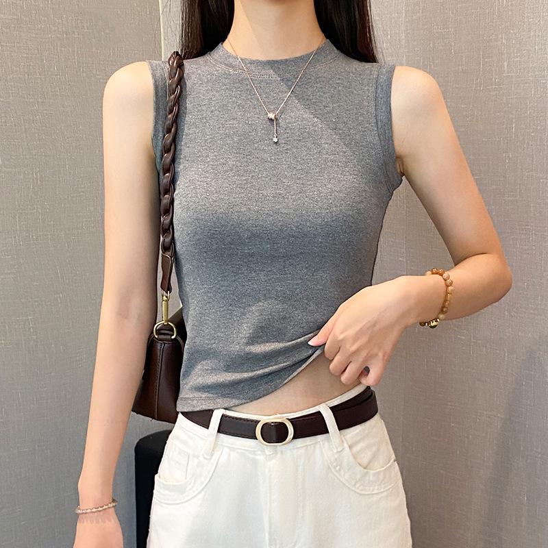 

Women s Black Strappy High-Collar Vest - Slim Fit, Wide Shoulder, Armpit-Fat Cover, Spring-Summer Layered Wear Extra Extra Large темно-сірий