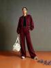 Women's 2026 Autumn Color Block Suit: Short Zip-Up Baseball Collar Jacket & High-Waisted Wide-Leg Pants with Side Stripes