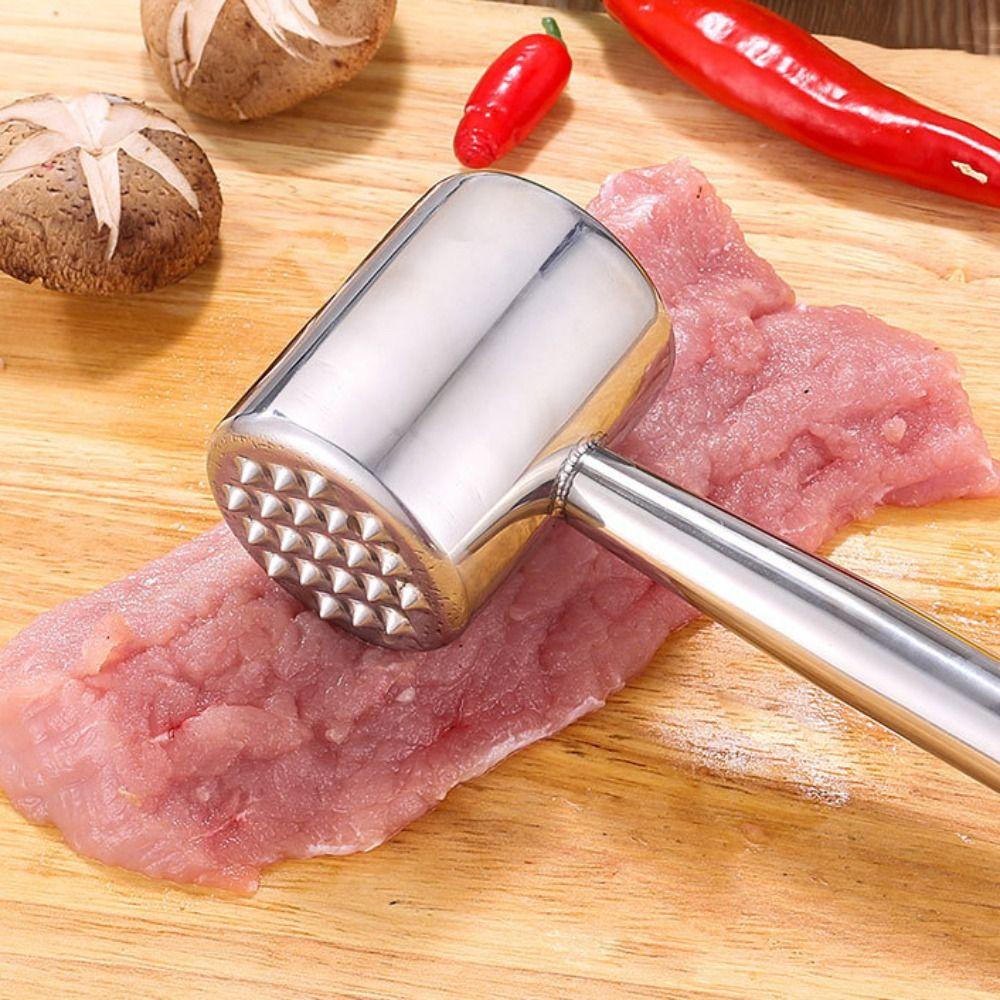 Double-side Meat Hammer Stainless Steel Steak Mallet Kitchen Beef Hitting Tool Meat Preparation