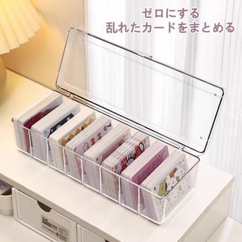 seimeinoki Long Card Box, Transparent, Large Capacity, 8 Compartments, Card Case, Trading Card Case, 3-inch Trading Card Storage Box, Card Storage, Sc