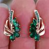 Luxury Female Green Zircon Stone Clip Earrings Charm Gold Color Trendy Wedding Jewelry For Women