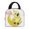 Cockatoo Cockatiel Parrot With Moon Insulated Lunch Bag for Women Office Cooler Thermal Food Box Tote Lunch Boxes Container