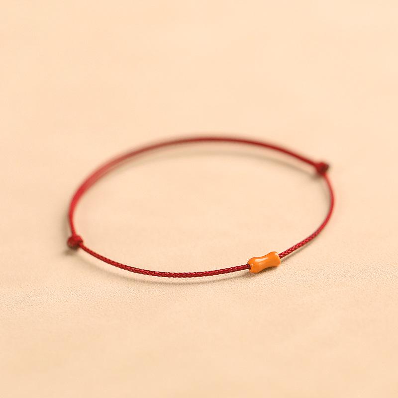 

Браслет из красной веревки ручной работы - Дизайн с оливковым бамбуковым сочленением для мужчин и женщин, Плетеный креативный парный стиль